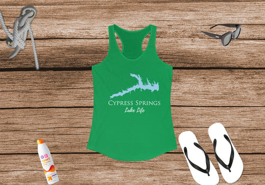 Cypress Springs Lake Life Women's Ideal Racerback Tank - Texas Lake