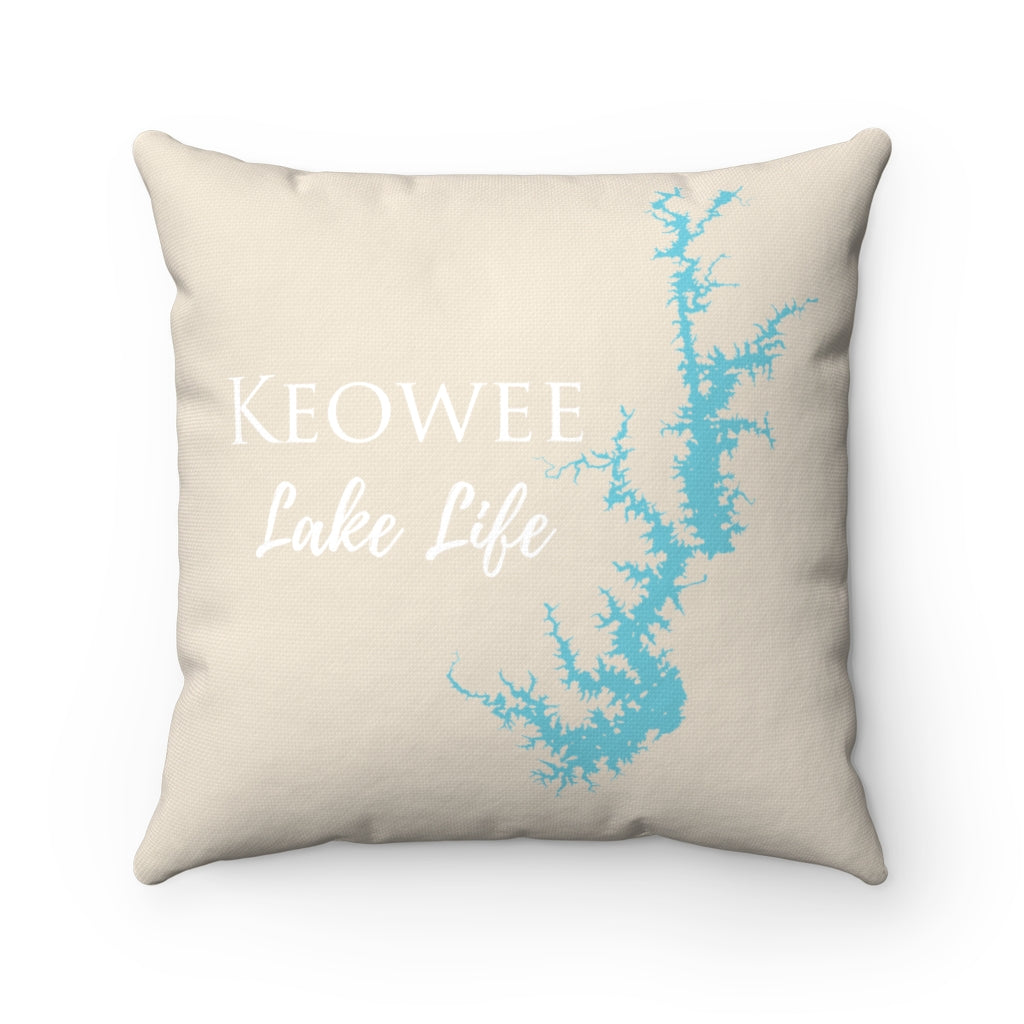 Keowee Lake Life Spun Polyester Square Pillow - South Carolina Lake