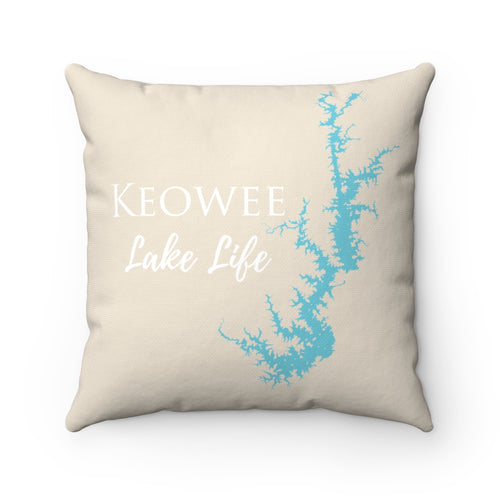 Keowee Lake Life Spun Polyester Square Pillow - South Carolina Lake
