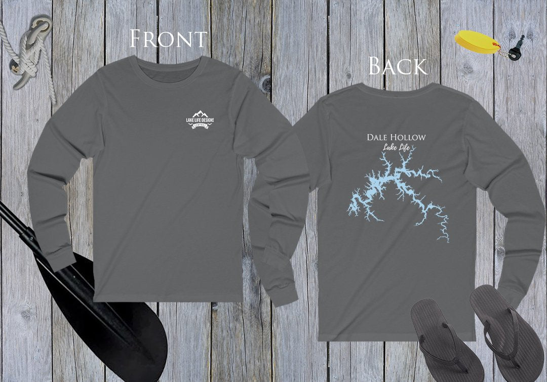 Dale Hollow Lake Life Unisex Cotton Jersey Long Sleeve Tee - Back Printed - Tennessee Lake