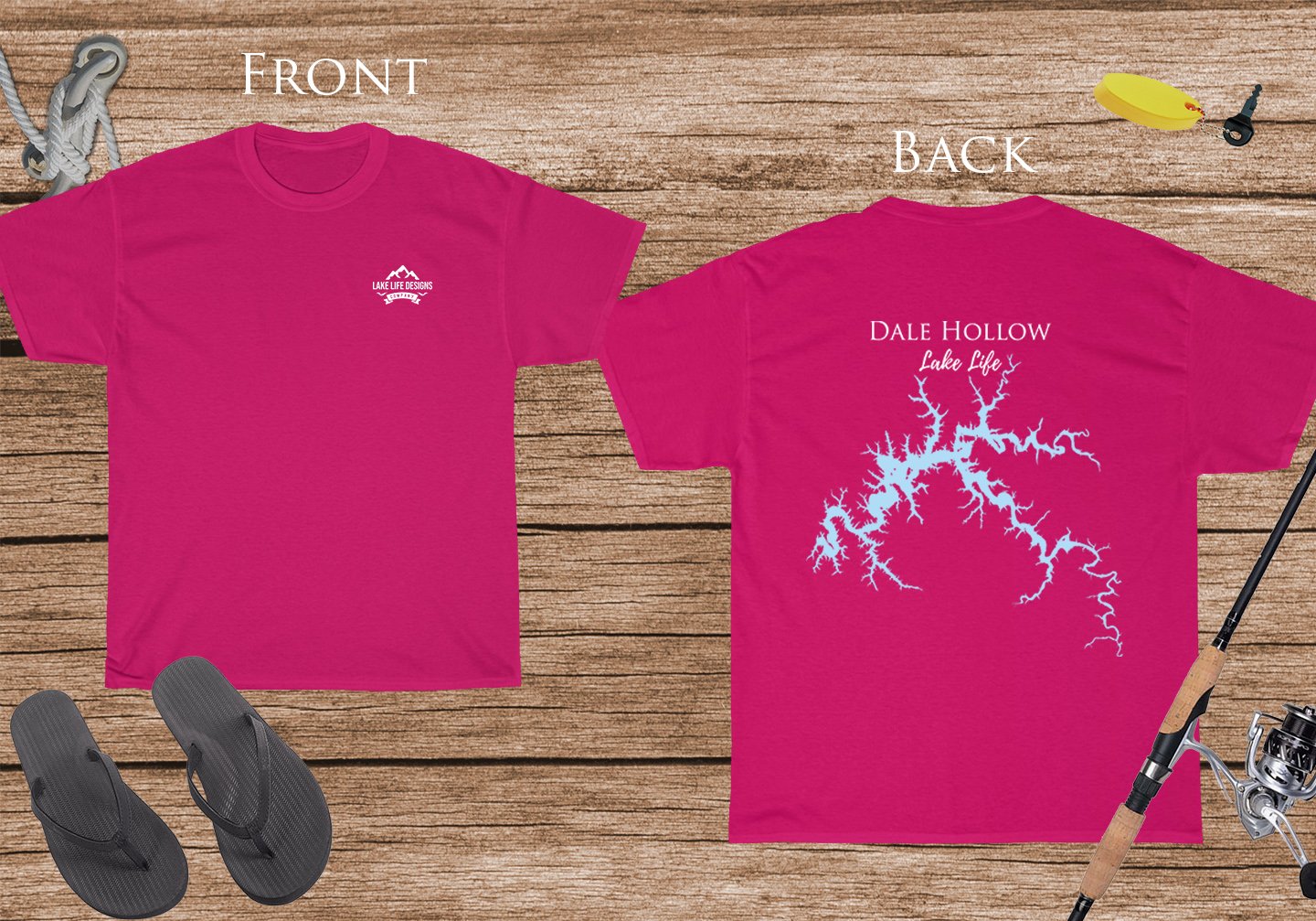 Dale Hollow Lake Life - Cotton Short Sleeved - FRONT & BACK PRINTED - Short Sleeved Cotton Tee - Tennessee Lake