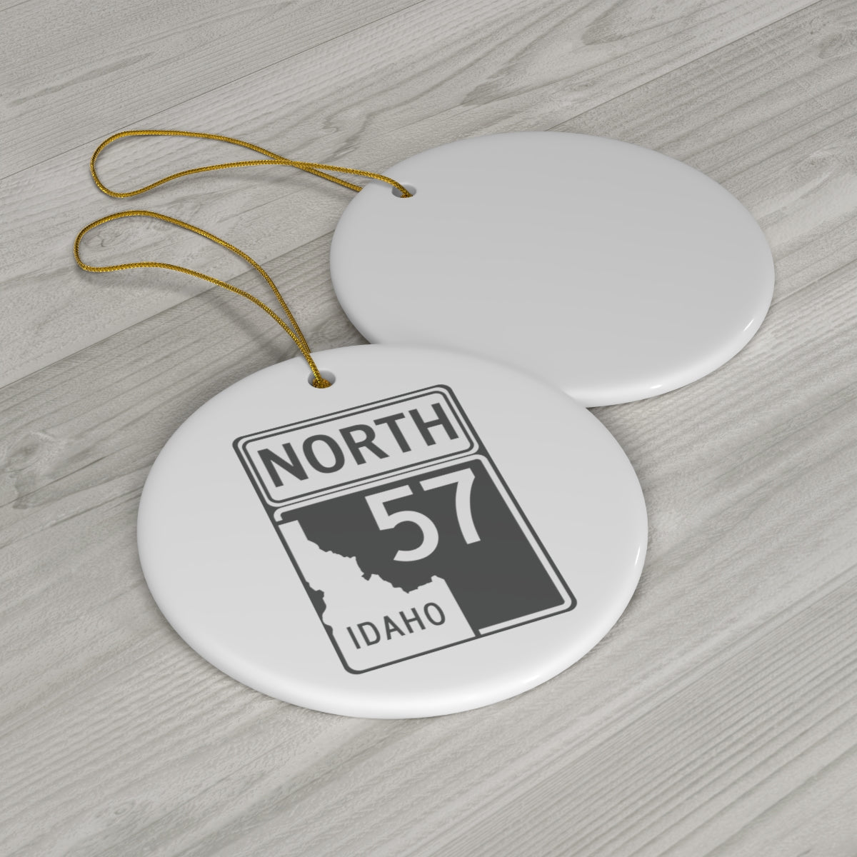 Hwy 57 North Roadsign Christmas Ornament -  Priest Lake Life Ceramic Ornament - Classic Christmas Ornaments - Idaho Lake