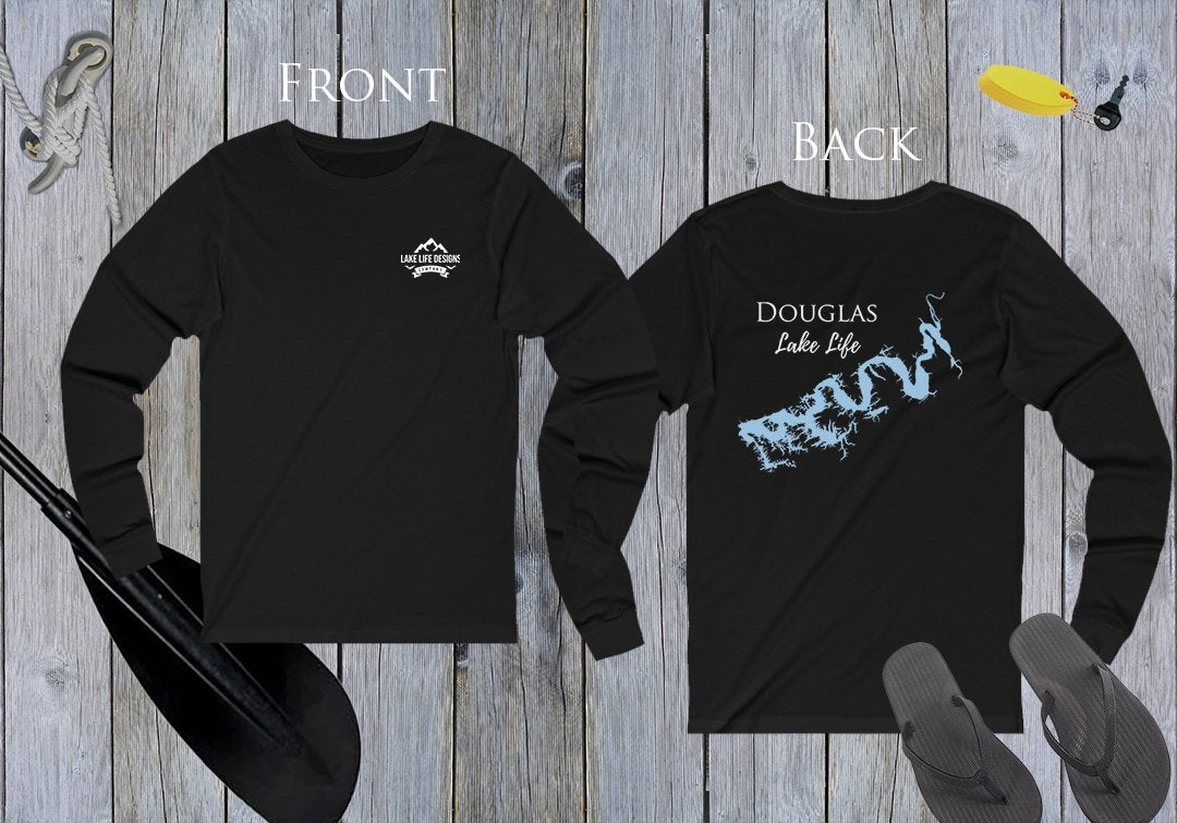 Douglas Lake Unisex Cotton Jersey Long Sleeve Tee - BACK PRINTED - Tennessee Lake
