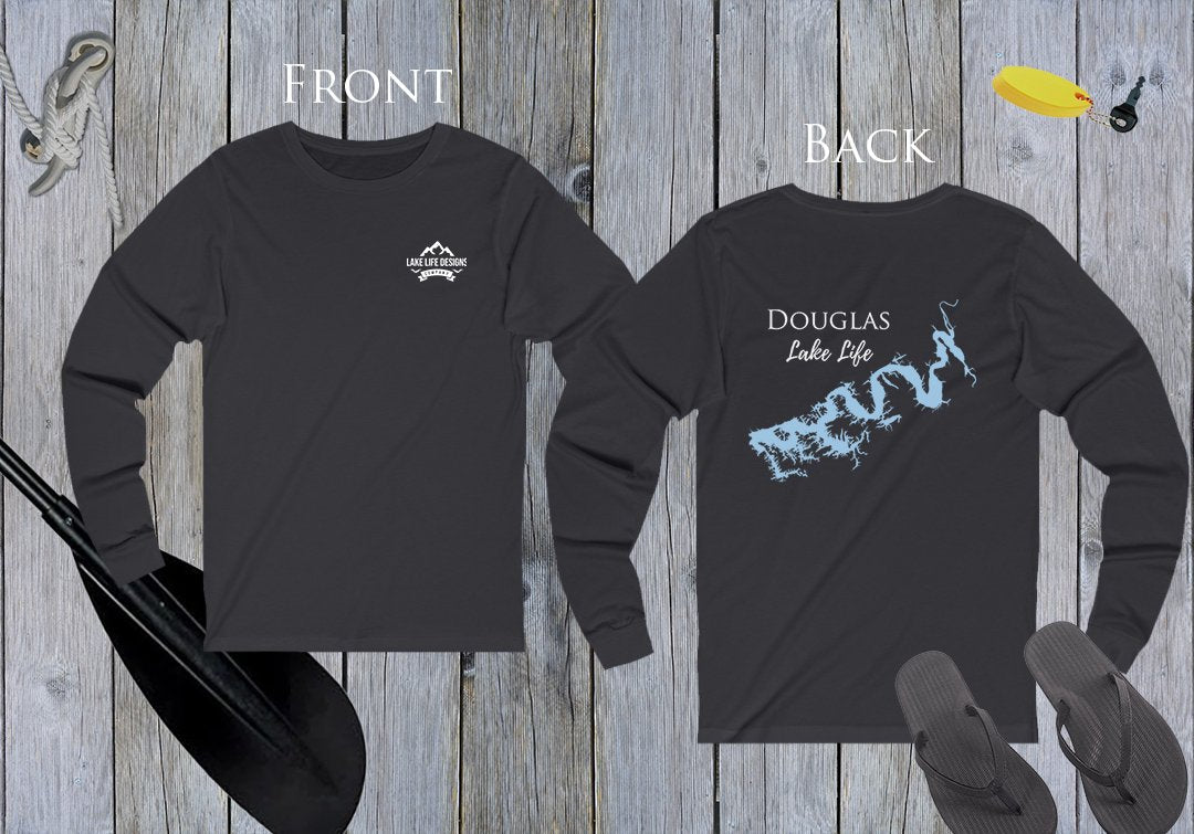 Douglas Lake Unisex Cotton Jersey Long Sleeve Tee - BACK PRINTED - Tennessee Lake