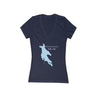 Newfound Lake Life - Women's Jersey Short Sleeve Deep V-Neck Tee - New Hampshire Lake