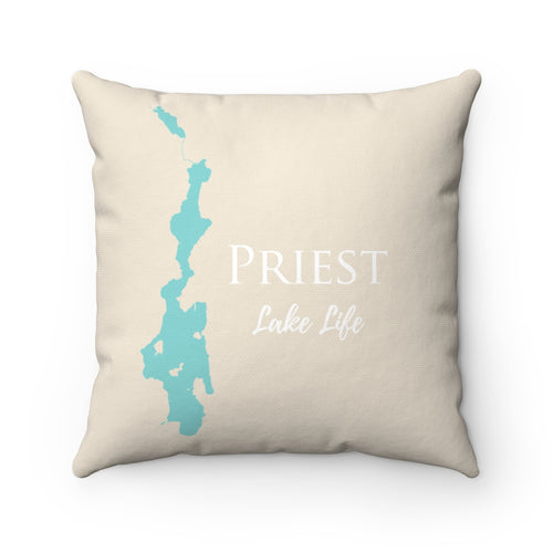 Priest Lake Life Spun Polyester Square Pillow - Idaho Lake