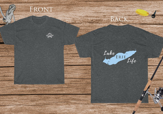 Lake Erie Life - Cotton Short Sleeved - FRONT & BACK PRINTED - Short Sleeved Cotton Tee - Michigan Ontario Ohio Pennsylvania New York Lake