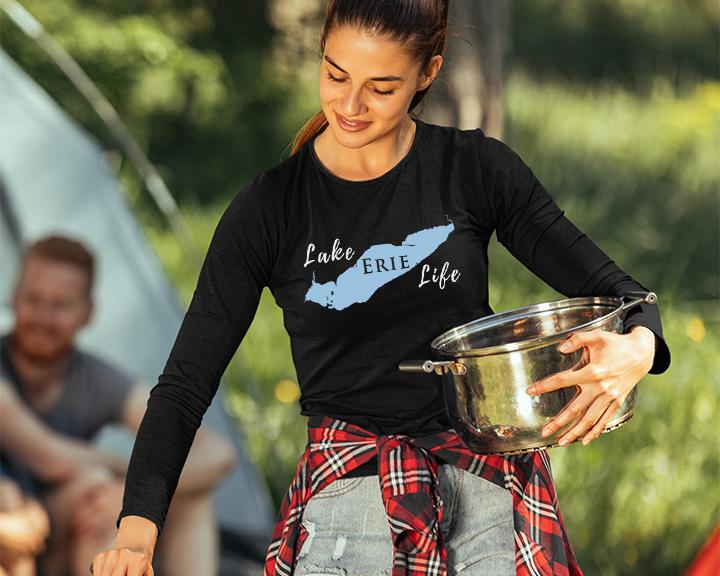 Lake Erie Life - Unisex Cotton Jersey Long Sleeve Tee - Michigan Ontario Ohio Pennsylvania & New York Lake