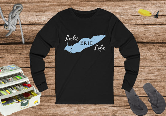 Lake Erie Life - Unisex Cotton Jersey Long Sleeve Tee - Michigan Ontario Ohio Pennsylvania & New York Lake