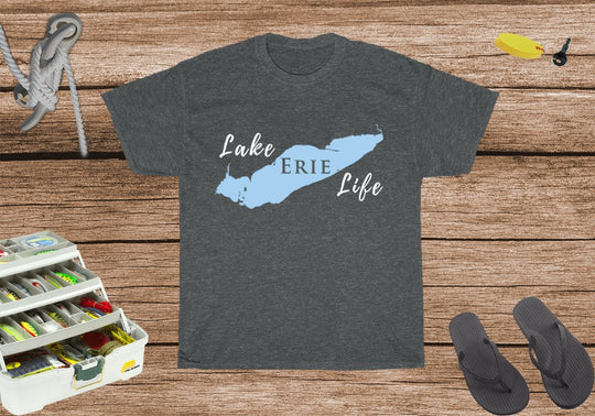 Lake Erie Life Heavy Cotton Tee - Great Lake - Ohio and Michigan Lake
