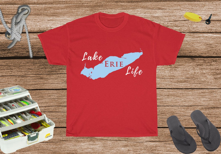 Lake Erie Life Heavy Cotton Tee - Great Lake - Ohio and Michigan Lake