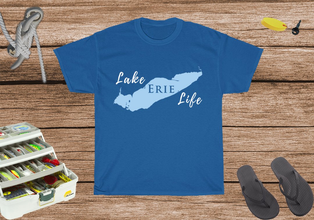 Lake Erie Life Heavy Cotton Tee - Great Lake - Ohio and Michigan Lake