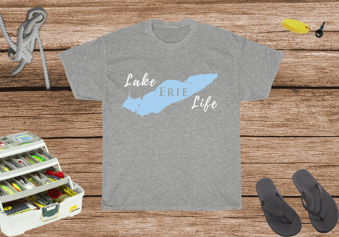 Lake Erie Life Heavy Cotton Tee - Great Lake - Ohio and Michigan Lake