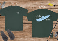 Lake Erie Life - Cotton Short Sleeved - FRONT & BACK PRINTED - Short Sleeved Cotton Tee - Michigan Ontario Ohio Pennsylvania New York Lake
