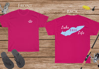 Lake Erie Life - Cotton Short Sleeved - FRONT & BACK PRINTED - Short Sleeved Cotton Tee - Michigan Ontario Ohio Pennsylvania New York Lake