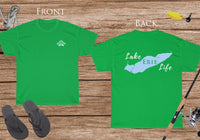 Lake Erie Life - Cotton Short Sleeved - FRONT & BACK PRINTED - Short Sleeved Cotton Tee - Michigan Ontario Ohio Pennsylvania New York Lake
