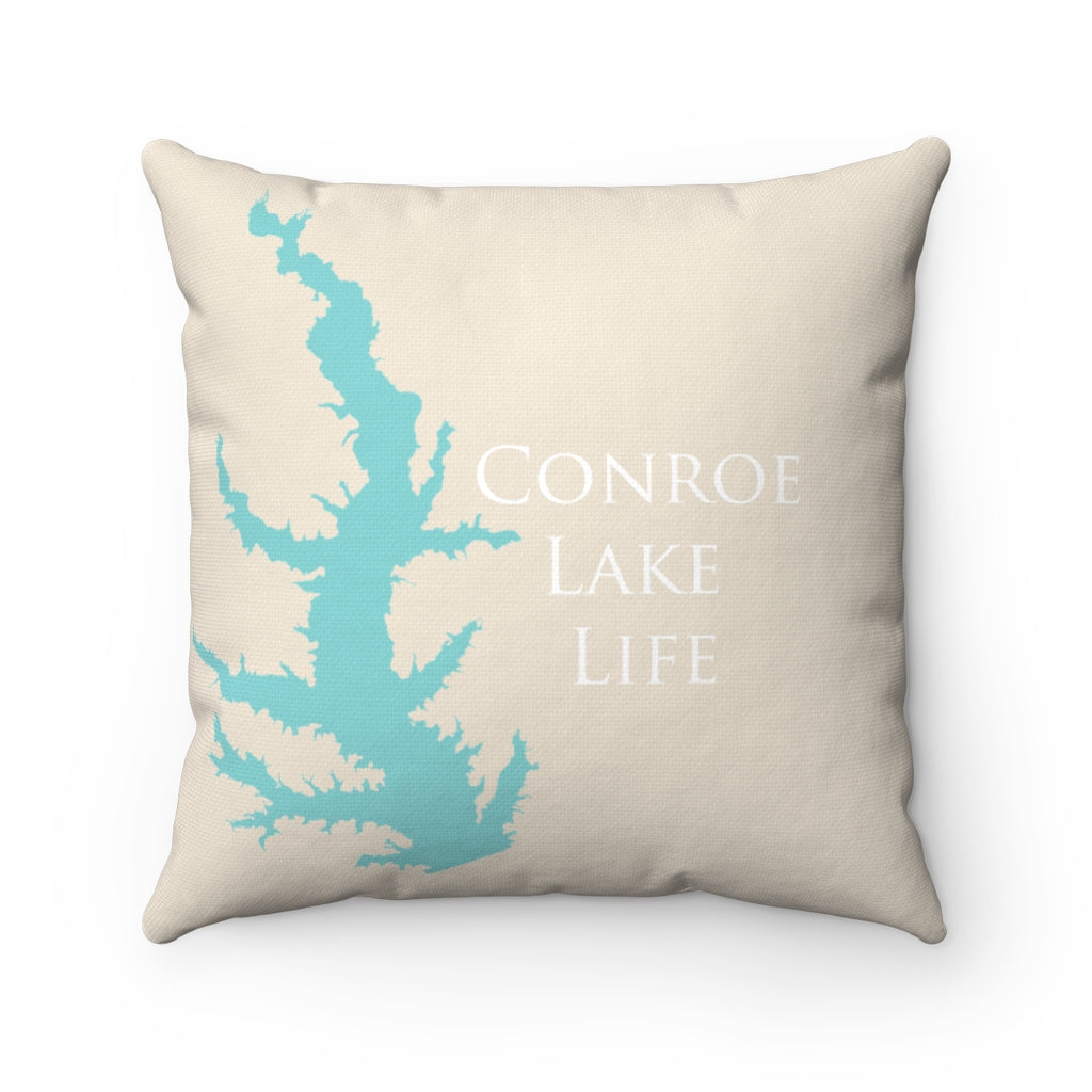 Conroe Lake Life Spun Polyester Square Pillow - Texas Lake