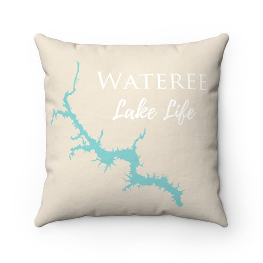 Wateree Lake Life Spun Polyester Square Pillow - South Carolina Lake