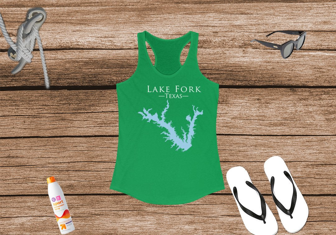 Lake Fork Texas - Women's Ideal Racerback Tank - Texas Lake