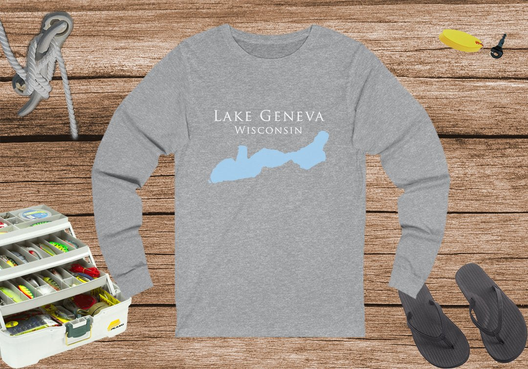 Lake Geneva Unisex Cotton Jersey Long Sleeve Tee - Wisconsin Lake