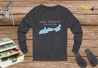 Lake Geneva Unisex Cotton Jersey Long Sleeve Tee - Wisconsin Lake