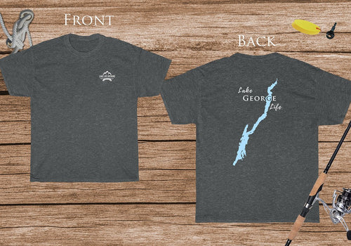 Lake George Life - Cotton Short Sleeved - FRONT & BACK PRINTED - Short Sleeved Cotton Tee -  New York Lake