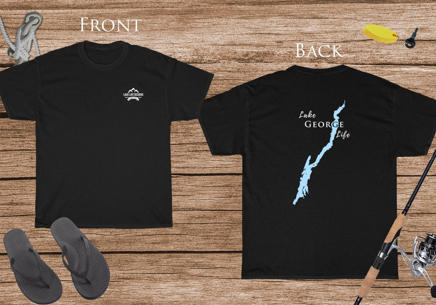 Lake George Life - Cotton Short Sleeved - FRONT & BACK PRINTED - Short Sleeved Cotton Tee -  New York Lake