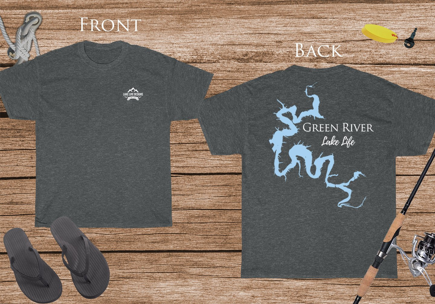 Green River Lake Life - Cotton Short Sleeved - FRONT & BACK PRINTED - Short Sleeved Cotton Tee -  Kentucky Lake