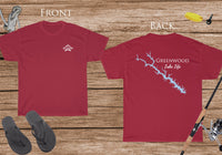 Greenwood lake Life - Cotton Short Sleeved - FRONT & BACK PRINTED - Short Sleeved Cotton Tee - South Carolina Lake