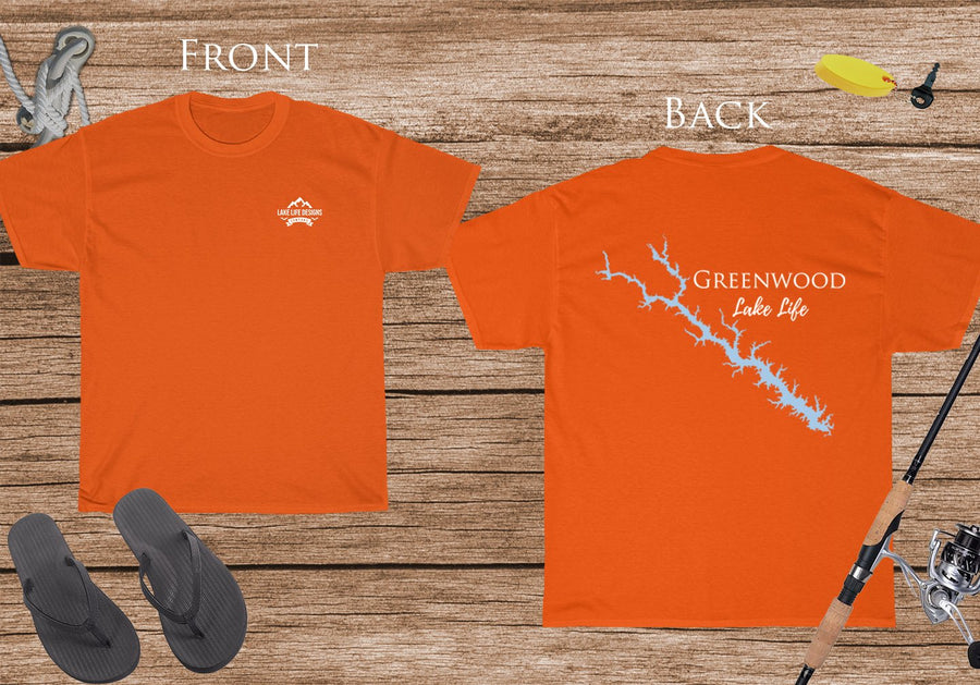 Greenwood lake Life - Cotton Short Sleeved - FRONT & BACK PRINTED - Short Sleeved Cotton Tee - South Carolina Lake