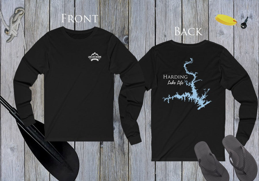 Harding Lake Life - Front & Back Print - Unisex Jersey Long Sleeve Tee - Georgia Lake