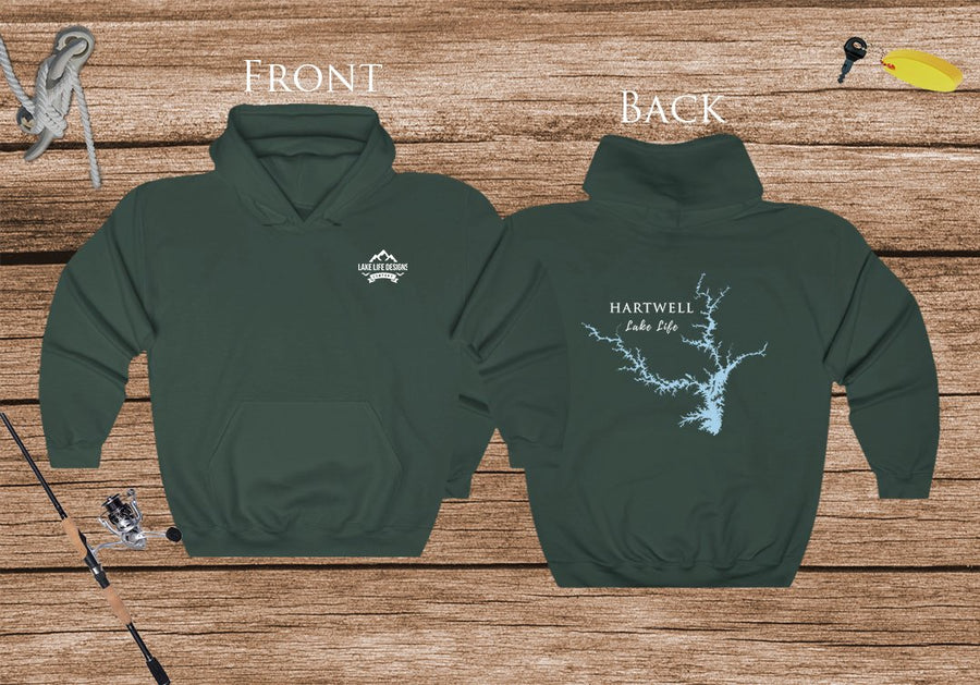 Hartwell Lake Life Hoodie - BACK PRINTED - Sweatshirt - South Carolina Lake