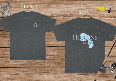 Higgins Lake Life - Cotton Short Sleeved - FRONT & BACK PRINTED - Short Sleeved Cotton Tee - Michigan Lake