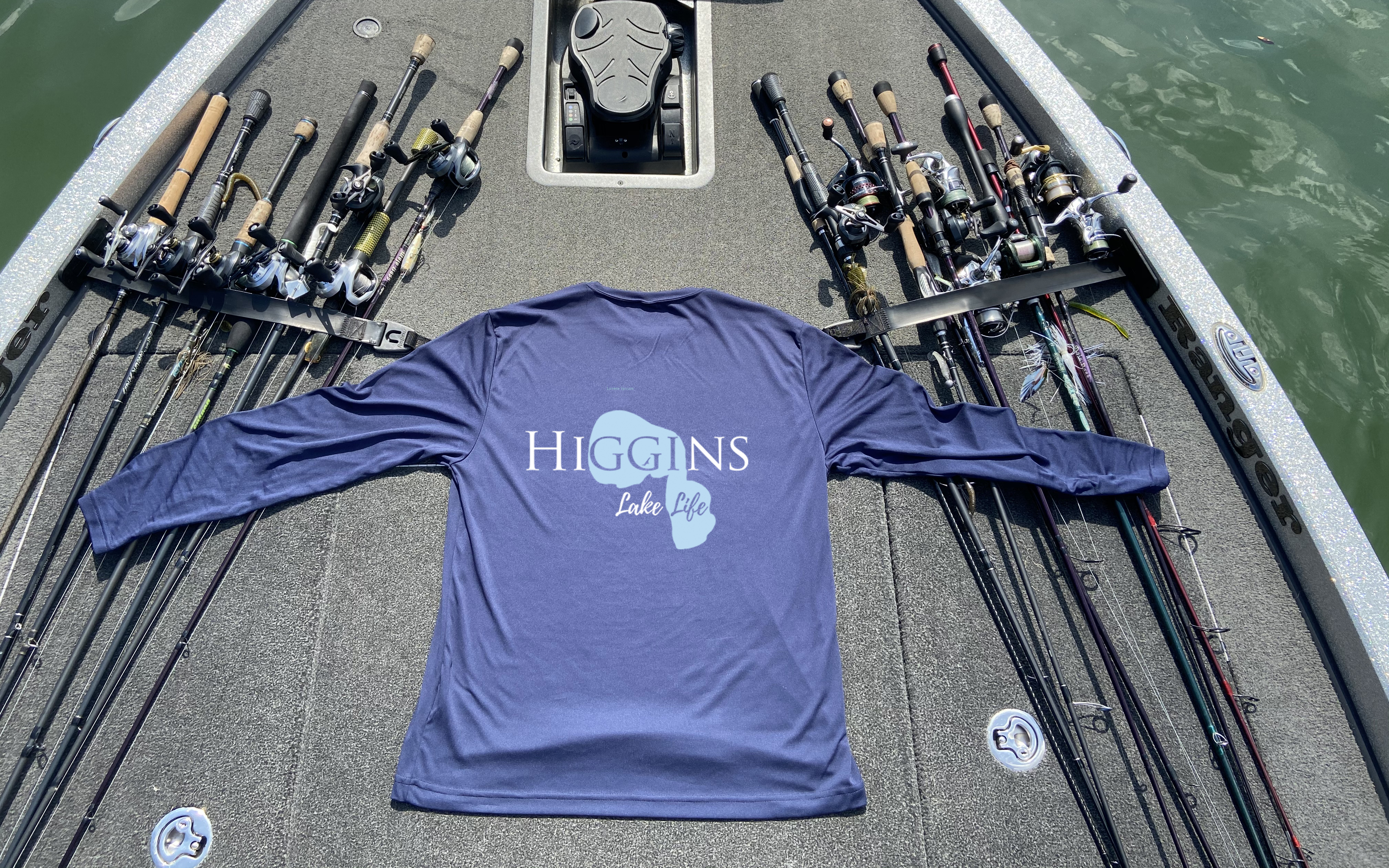 Higgins Lake Life Dri-fit Boating Shirt - Breathable Material- Men's Long Sleeve Moisture Wicking Tee - Michigan Lake