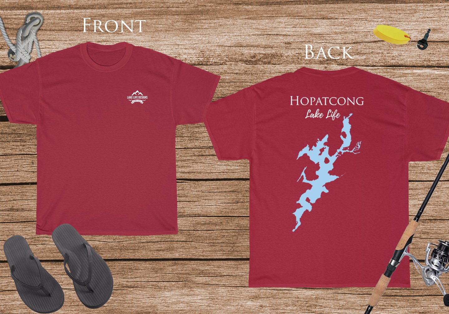Hopatcong Lake Life - Cotton Short Sleeved - FRONT & BACK PRINTED - Short Sleeved Cotton Tee -  New Jersey Lake