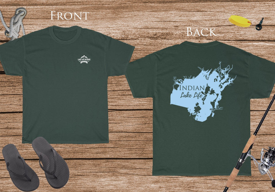Indian Lake Life  - Cotton Short Sleeved - FRONT & BACK PRINTED - Short Sleeved Cotton Tee - Ohio Lake