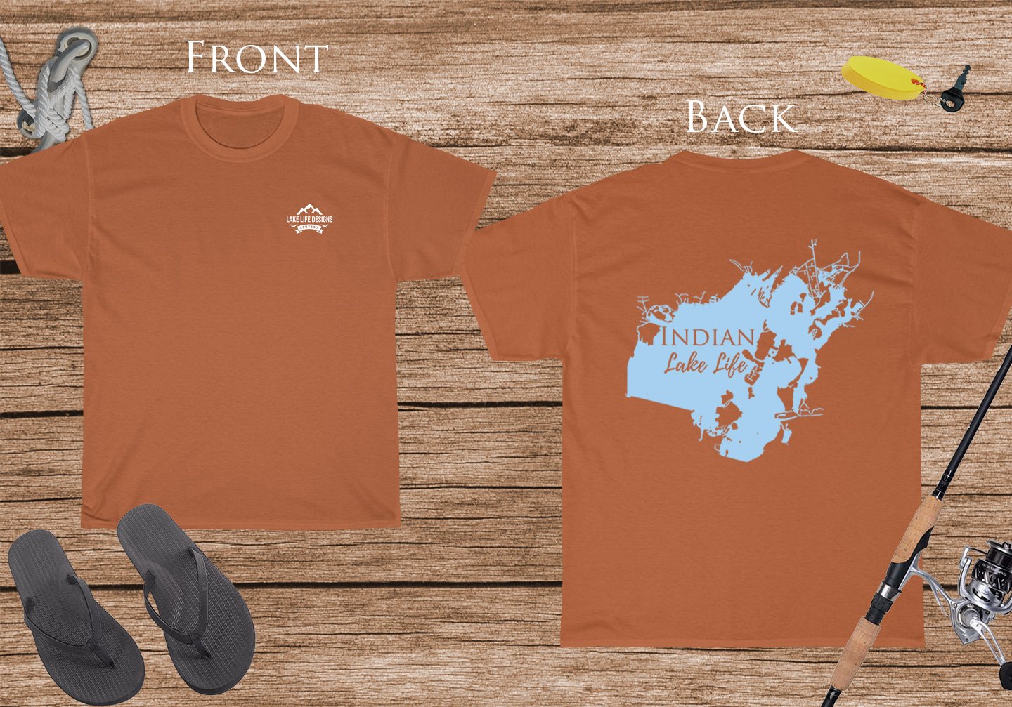 Indian Lake Life  - Cotton Short Sleeved - FRONT & BACK PRINTED - Short Sleeved Cotton Tee - Ohio Lake