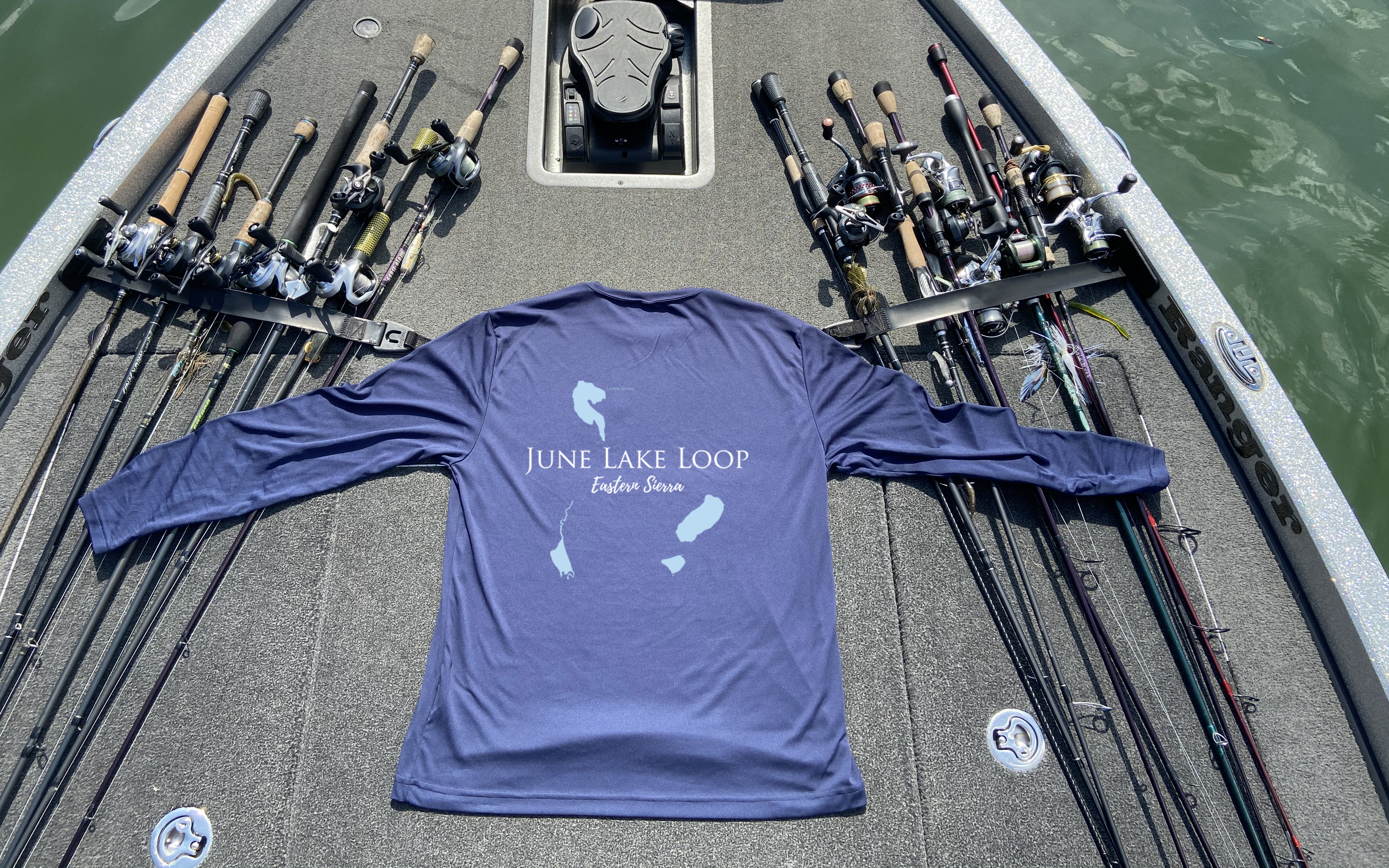 June lake Loop - Easter Sierras Dri-fit Boating Shirt - Breathable Material- Men's Long Sleeve Moisture Wicking Tee - California Lake