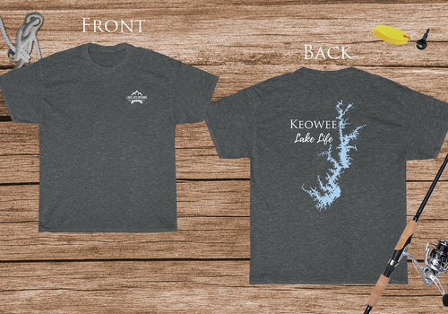 Keowee lake Life - Cotton Short Sleeved - FRONT & BACK PRINTED - Short Sleeved Cotton Tee - South Carolina Lake