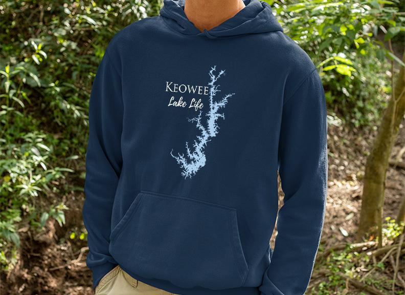 Lake Keowee Map Hoodie - High Quality Lake Life Hooded Sweatshirt - Heavy Blend Hooded Sweatshirt - South Carolina Lake