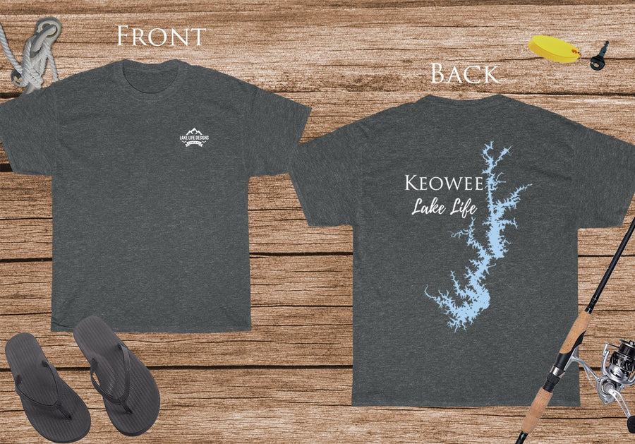 Keowee lake Life - Cotton Short Sleeved - FRONT & BACK PRINTED - Short Sleeved Cotton Tee - South Carolina Lake