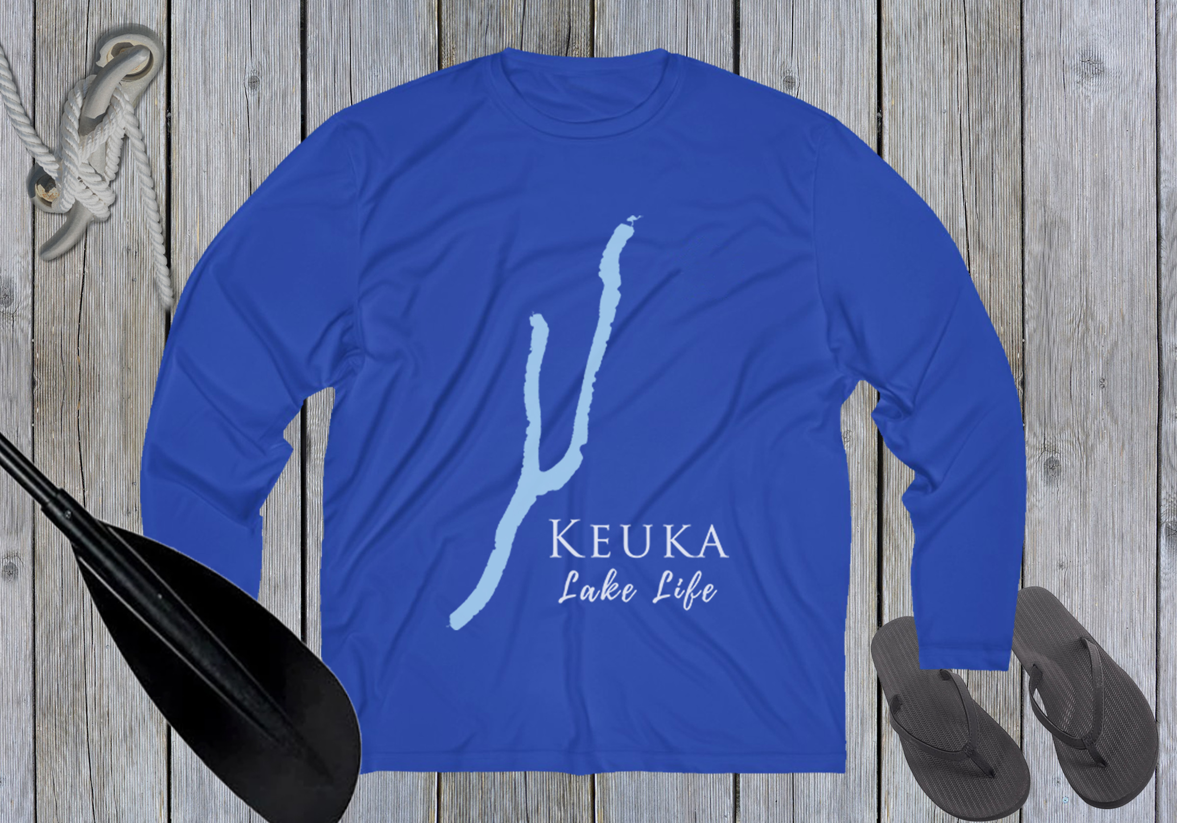 Keuka Lake Life Dri-fit Boating Shirt - Breathable Material- Men's Long Sleeve Moisture Wicking Tee - New York Lake