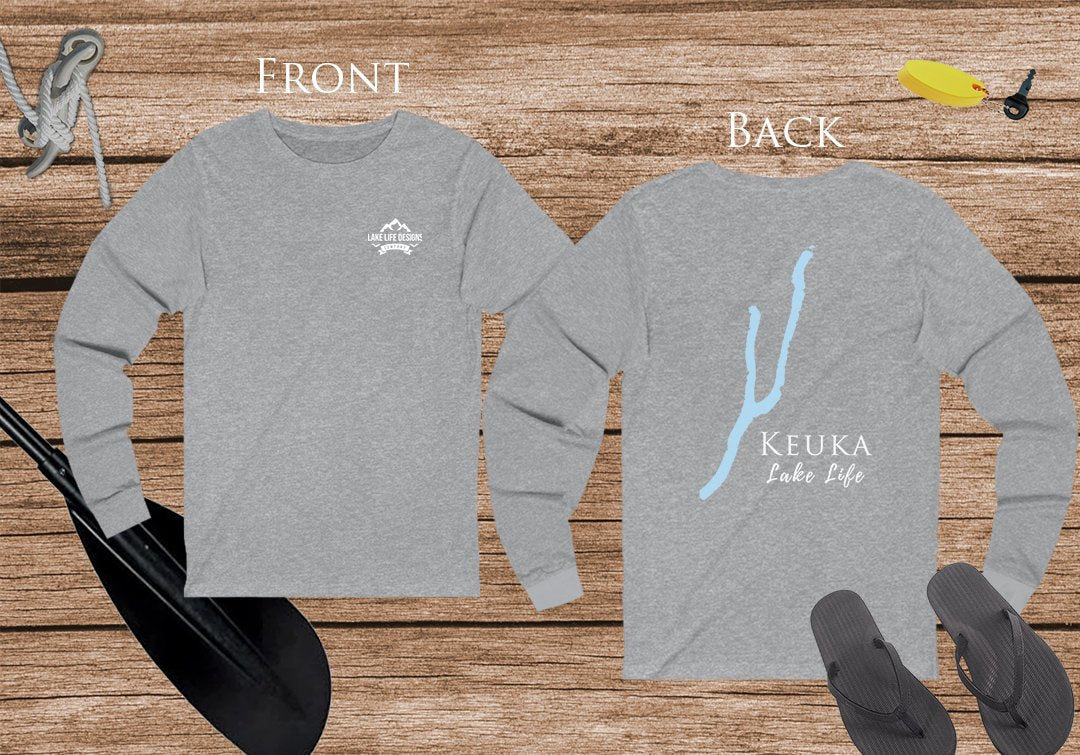 Keuka Lake - Lake Life Unisex Cotton Jersey Long Sleeve Tee - Back Printed - Virginia Lake