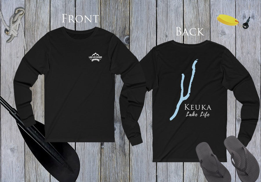 Keuka Lake - Lake Life Unisex Cotton Jersey Long Sleeve Tee - Back Printed - Virginia Lake