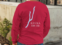 Keuka Lake - Lake Life Unisex Cotton Jersey Long Sleeve Tee - Back Printed - Virginia Lake