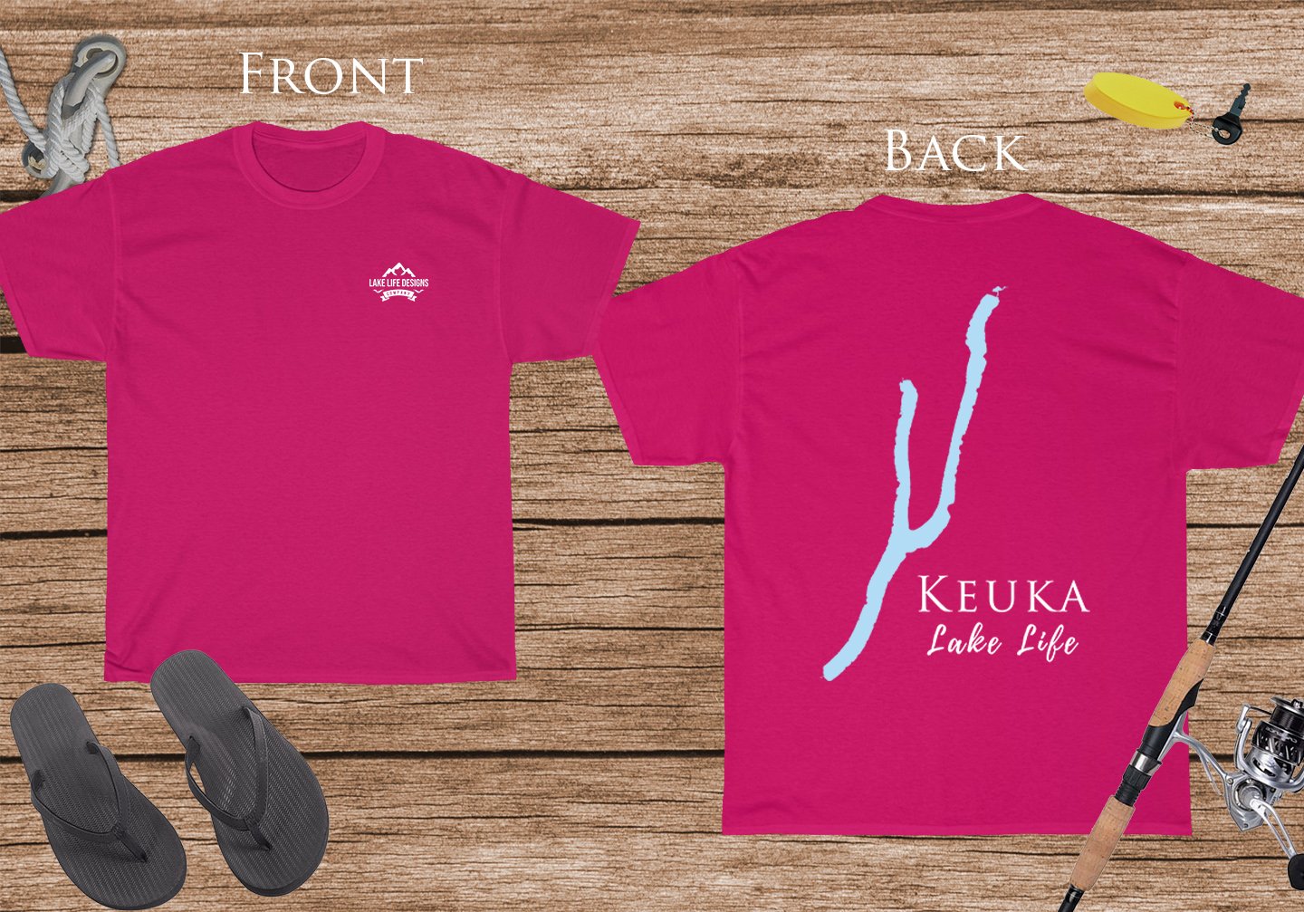 Keuka Lake Life - Cotton Short Sleeved - FRONT & BACK PRINTED - Short Sleeved Cotton Tee - New York Lake