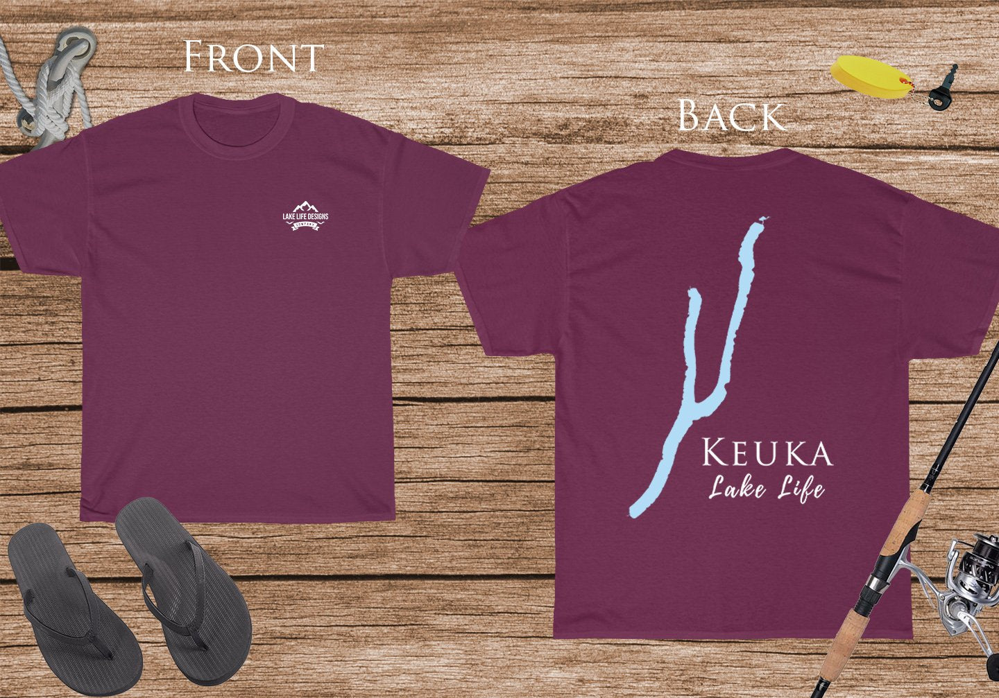 Keuka Lake Life - Cotton Short Sleeved - FRONT & BACK PRINTED - Short Sleeved Cotton Tee - New York Lake