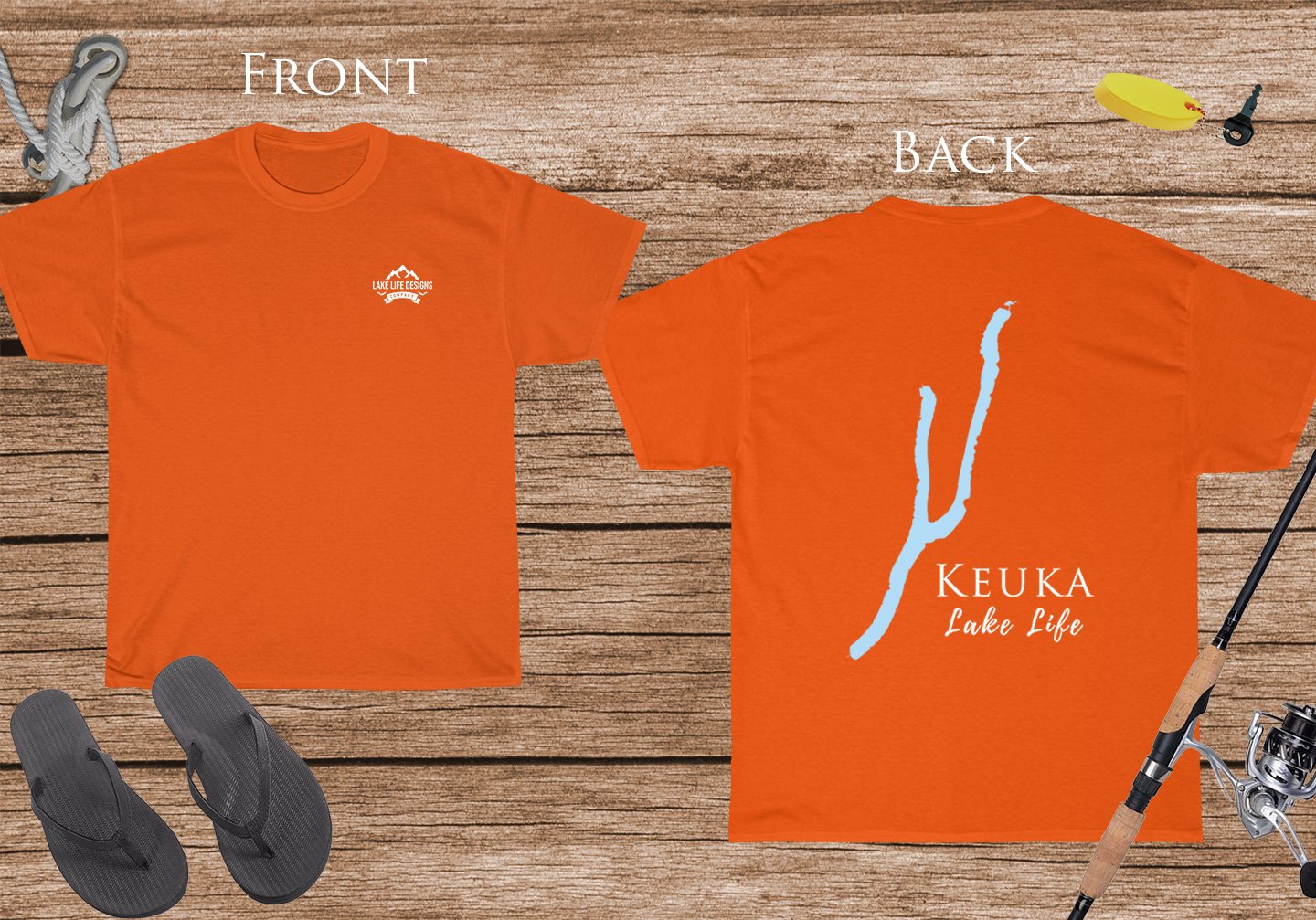 Keuka Lake Life - Cotton Short Sleeved - FRONT & BACK PRINTED - Short Sleeved Cotton Tee - New York Lake