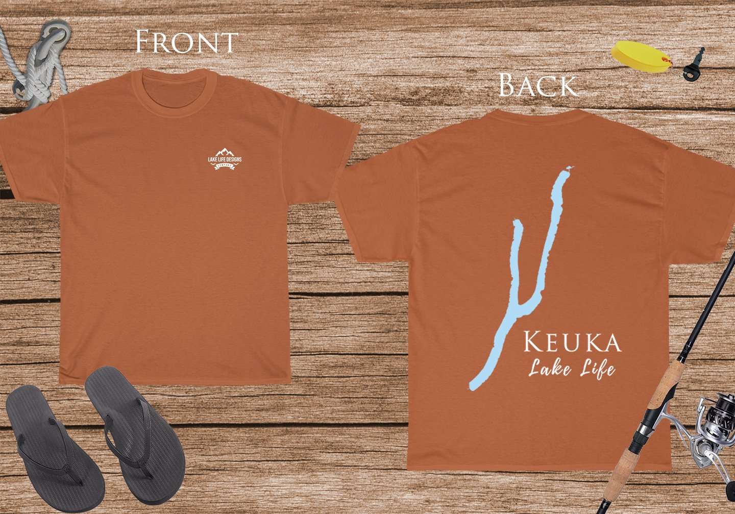 Keuka Lake Life - Cotton Short Sleeved - FRONT & BACK PRINTED - Short Sleeved Cotton Tee - New York Lake