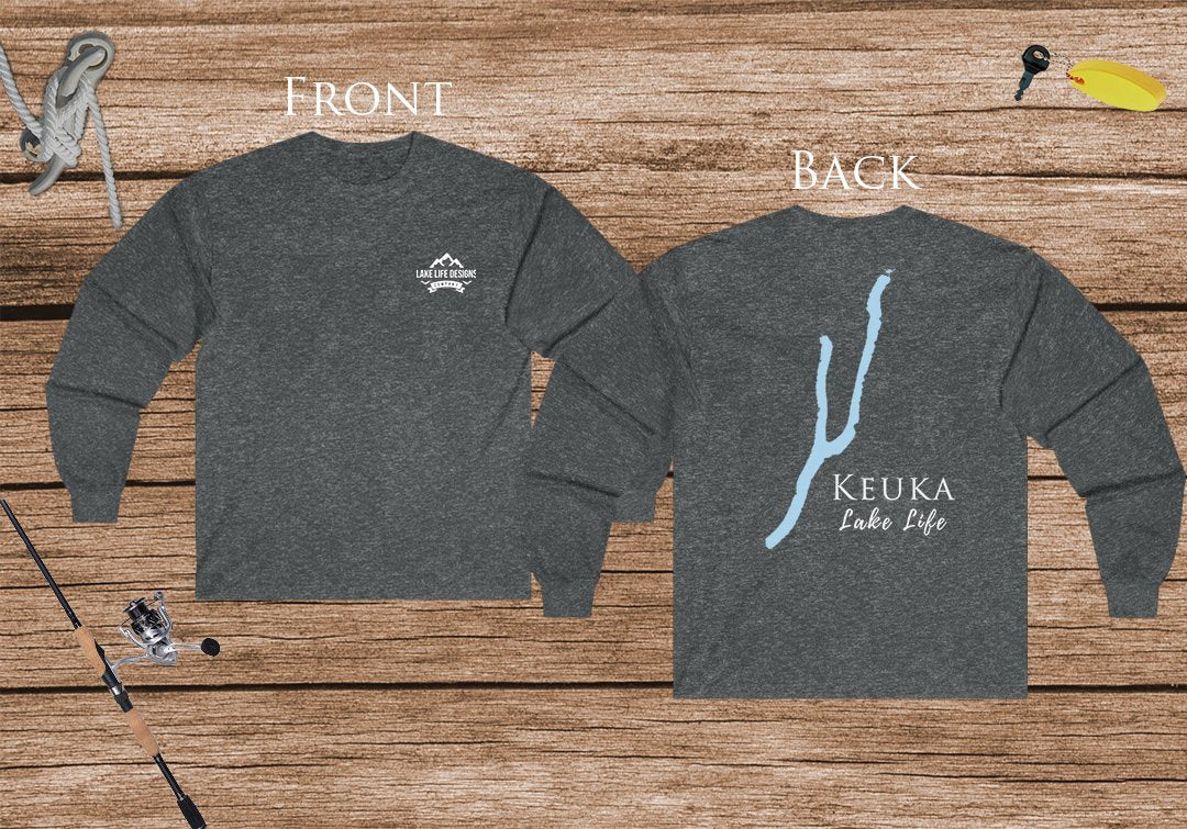 Keuka Lake - Ultra Cotton Long Sleeve Tee - Back Printed - Virginia Lake